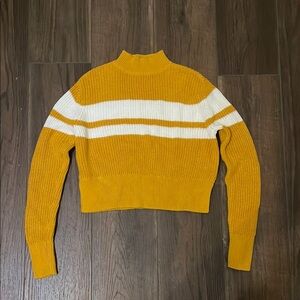 Pacsun Lottie Moss Yellow and White Cowl Neck Sweater with Stripes